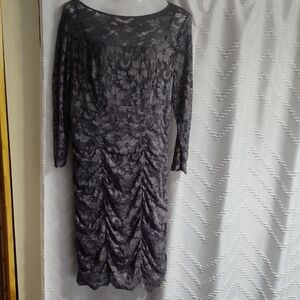 Eliza J Charcoal Lace Long Sleeve Dress